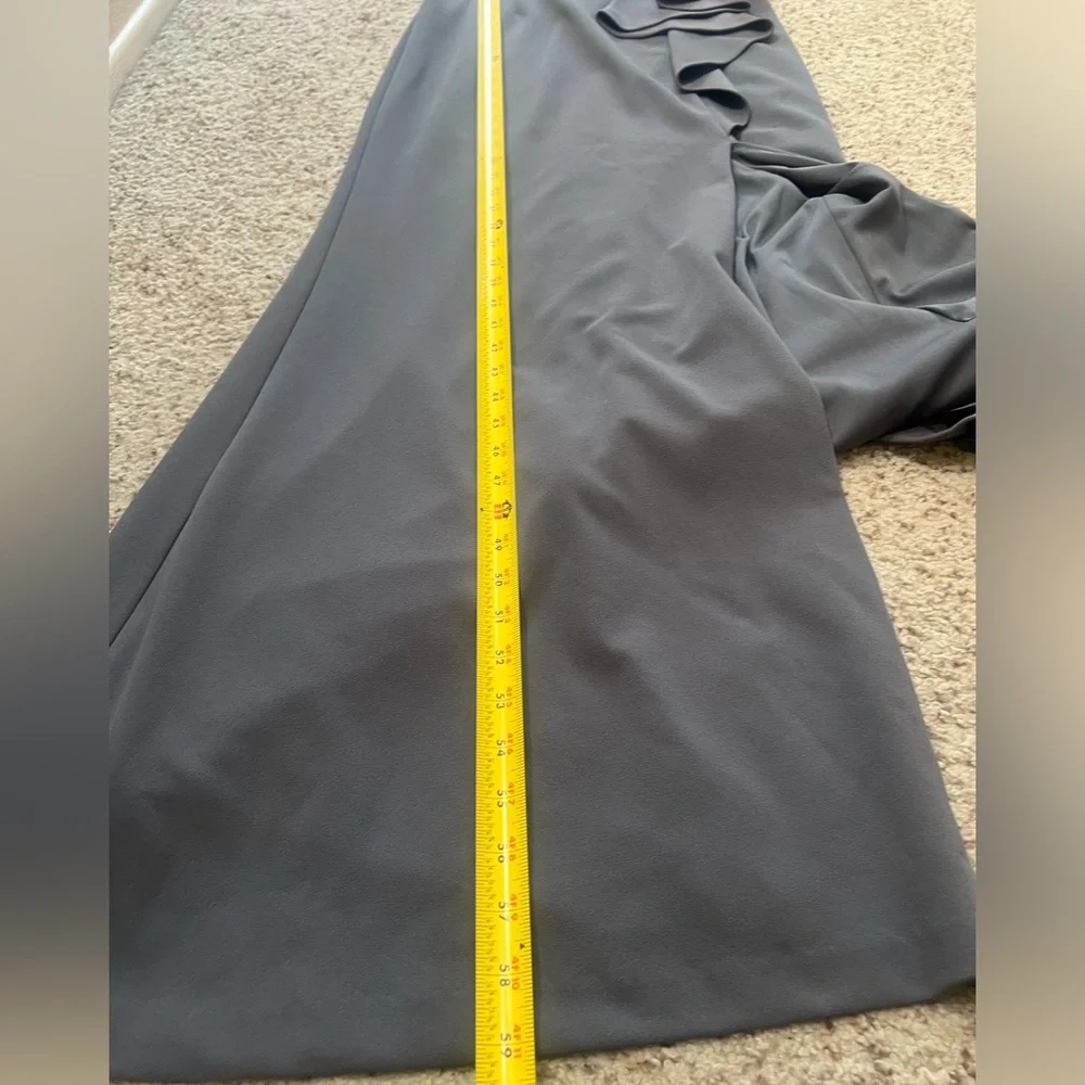 Adrianna Papell‎ Formal Dress Gown Gray Floral Embroidery  Ruffle Side Slit 2 - Picture 15 of 15